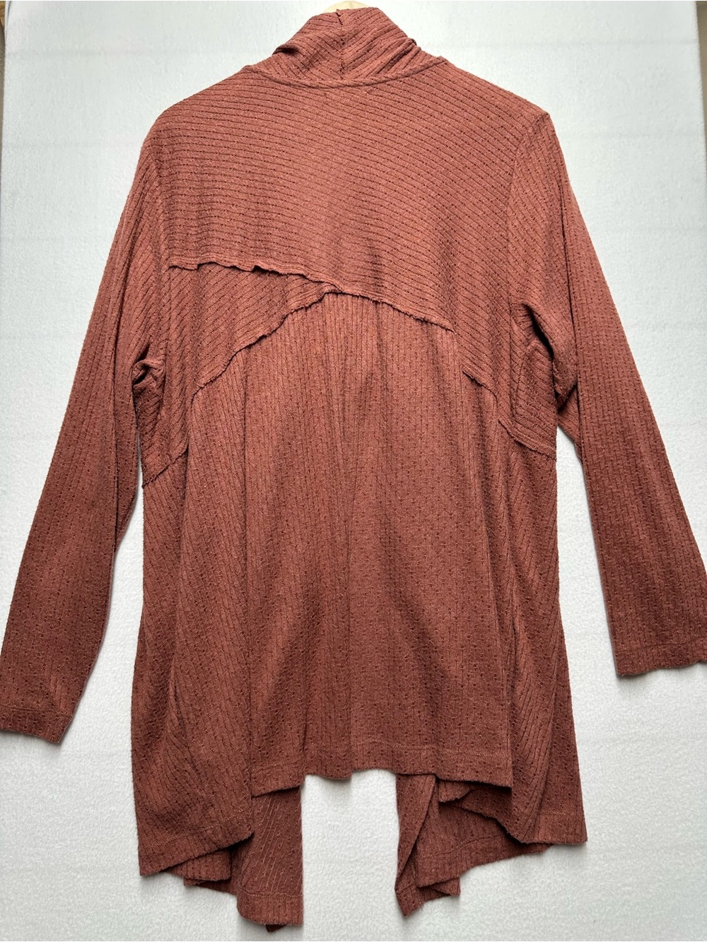 Plus Size 2X Waterfall Cardigan – Rose Ribbed Knit – P2P 28” - Picture 4 of 5